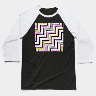 Abstract Chevron Pattern Pink Silver Gold Black Baseball T-Shirt